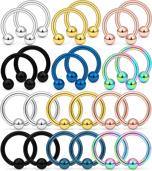 Kridzisw 14G Septum Nose Rings Eyebrow lip Rings Lobe Earrings Hoop 316L Surgical Steel Cartilage Helix Tragus Rook Daith Earrings Hoops Piercing ...