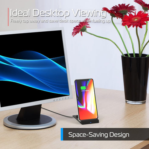 tzumi Multi-Angle Folding Desktop Wireless Charging Pad– Qi Fast Wireless Charger for iPhone X, iPhone 8 and 8+ and Android Qi Devices with Dual C...