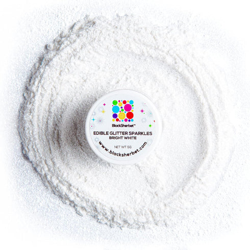 Blacksherbet Bright White Edible Glitter for Drinks 5 Grams | KOSHER Certified | Drink Glitter and Dust for Cakes, Strawberries, Cupcakes, Chocola...