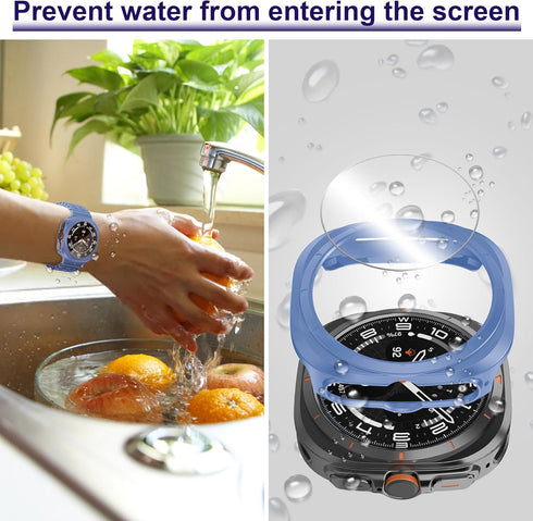 12+4 Pack Case for Samsung Galaxy Watch 7 Ultra 47mm with Tempered Glass Screen Protector, Waterproof Hard PC Scratch Resistant Protective Cover C...