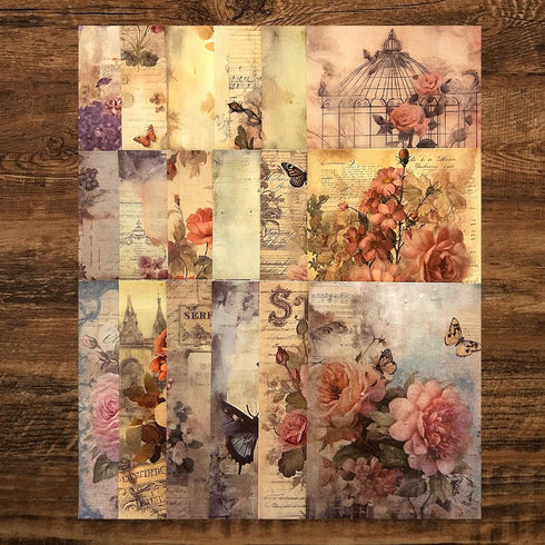 100Pcs Scrapbook Craft Paper Kit for Scrapbook Journaling Supplies?Flower Craft Supplies Materials Decoupage Paper for Scrapbooking Supplies?Bulle...