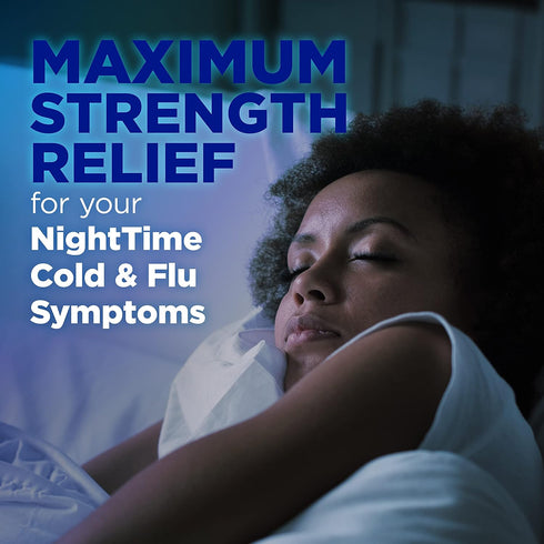 Amazon Basic Care Nighttime Cold & Flu Relief, Pain Reliever, Fever Reducer, Cough Suppressant & Antihistamine Liquid, Original Flavor, 8 fl oz (P...