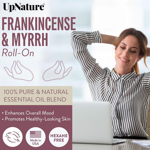 UpNature Frankincense and Myrrh Essential Oil Roll On – 100% Natural Frankincense & Myrrh for Skin & Face...