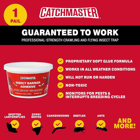 Catchmaster Tree Banding Insect Barrier DIY 15oz Pail, Lanternfly & Ant Traps, Outdoor Adhesive Crawling Insect Trap, Glue Traps to Protect Trees,...