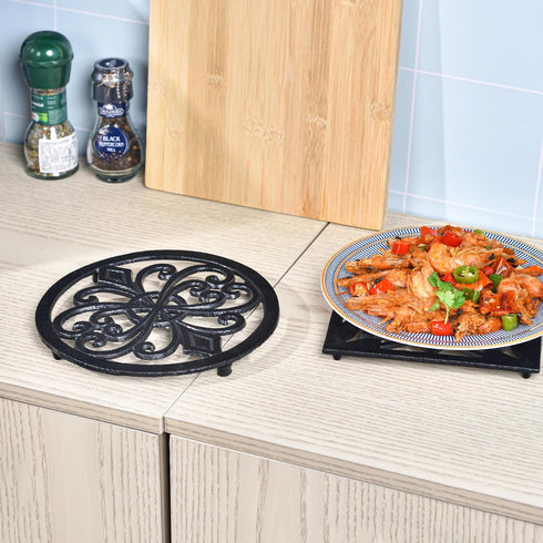 Sungmor Heavy Duty Cast Iron Round Metal Trivet,Rustproof Black Racks Stands Holders for Hot Pans or Teapot,Kitchen or Dinning Table Decorations...