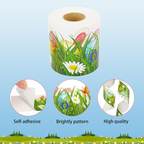 Easter Bulletin Board Border, Self-Adhesive Green Grass Easter Egg Bunny Flower Border Trim for Spring Easter Classroom Bulletin Board Home Office...