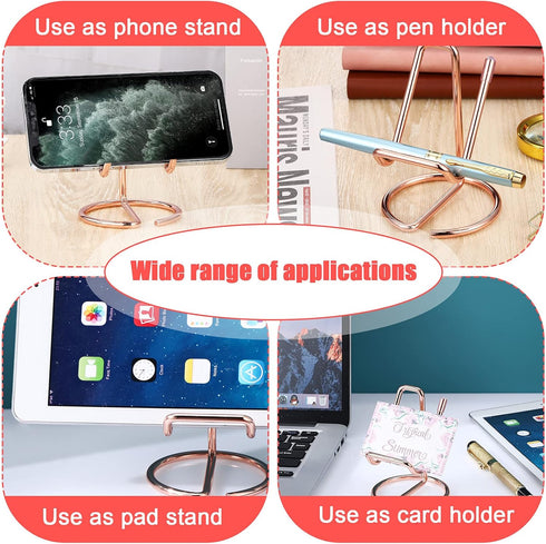 2 Pieces Metal Business Card Holder for Desk, Cell Phone Stand, Elegant Line Business Card Display Holder Stand, Office Desktop Business Name Card...