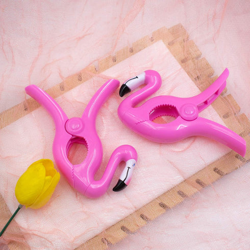 AUEAR, Lovely Towel Clips Chair Holders for The Beach or Home Patio Holiday Pool and Chaise Supplies Accessories Portable Secure (Pink Flamingo, 4...