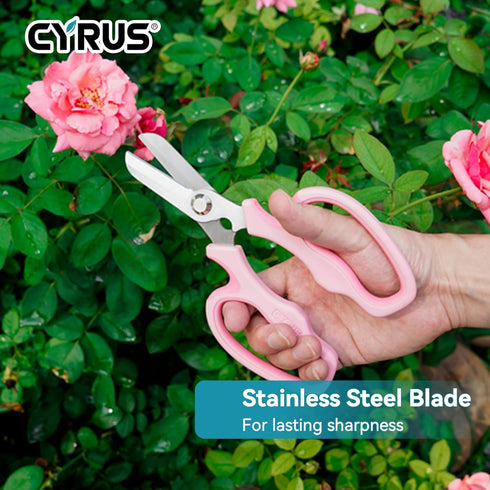 CYRUS Garden Shears Pruner Secateurs 7.5" Pruning Scissors with Integrated Stab Remover Flower Sharp Gardening hand tools Florist Bonsai Cutters R...