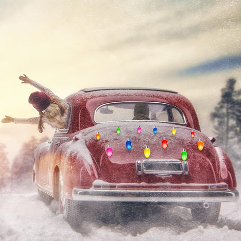 20 Pieces Reflective Christmas Car Magnets Set, 12 Pieces Xmas Holiday Christmas Lights Bulb Magnet Set for Xmas Holiday Winter Party Car, Garage,...