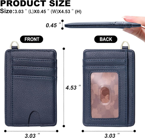 OIDERY Slim Minimalist Wallet Front Pocket RFID Blocking Card Holder Wallets for Men Women (Lichee Dark Blue)...