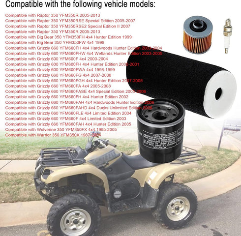 LIYYOO 1UY-14451-00-00 Air Filter Oil Filter Spark Plug Kit, Compatible with Yamaha Grizzly 660 YFM660 4x4 2002-2008 YFM660 Air Filter...