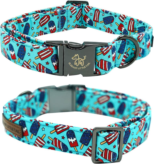 Elegant little tail Independence Day Dog Collar, Holiday Pet Collar with Bow Dog Durable Patriotic Dog Collars Pet Gift Adjustable Dog Collar for ...