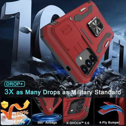 DEERLAMN for Samsung Galaxy S24+ Plus Case with Slide Camera Cover+Screen Protector (1 Pack), Rotated Ring Kickstand Military Grade Shockproof Pro...