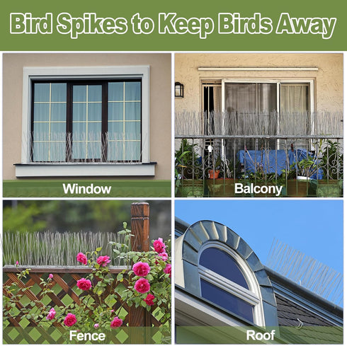 Bird Spikes Pigeon Spikes : 3.2ft Anti Bird Spikes for Outside to Keep Birds Away, Cat Spikes, Fence Spikes, Bird Nest Preventer, Stainless Steel ...