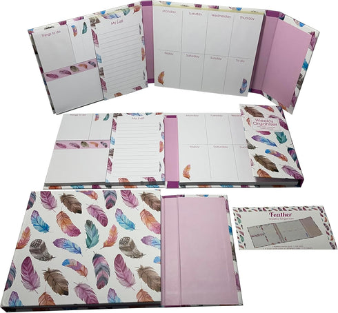 Cutepaper - Cute Paper Weekly Organiser Self-Stick Notes, Pastel Memo Pad Set, Weekly Note Pad, Colored Printing with Feather Shapes, Mini Sticky ...