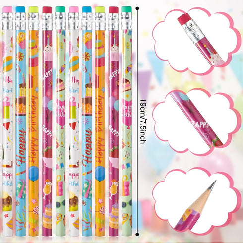 40 Pieces Happy Birthday Pencils for Students Scented Pencils with Top Erasers for Kids Wood Smelly Decorative Pencils for Teachers Classrooms Rew...
