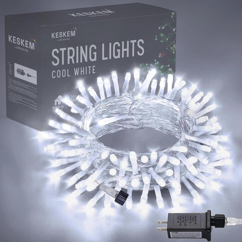 33ft 100 LED Cool White Christmas String Lights - Twinkle Lights for Indoor and Outdoor Tree Decorations, Bedroom and Living Room Ambiance Lightin...