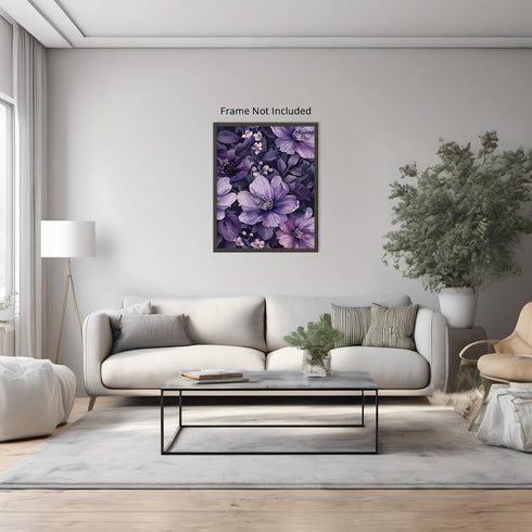 Posterizer 1 pcs-bright purple flowers-pretty soft aethetic-Floral & Botanical Art-Abstract & Modern Art-Decor for Home & Office- UNFRAMED Wall Ar...