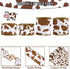 4Roll Brown Cow Wired Edge Ribbon Brown White Cow Patterned Burlap Ribbon Animal Print Fabric Ribbon for Gift Wrapping Wreath Making Craft Supplie...