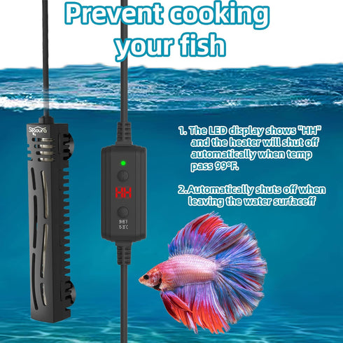 Fish Tank Heater,Aquarium Heater,50W Aquarium Betta Heater for 5-15 Gallon with LED Temperature Display (50W)...
