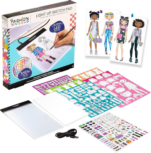 Fashion Angels Fashion Design Light Up Sketch Pad 12521, Light Up Tracing Pad, Includes USB, Ultra Thin Tablet, Includes Stencils and Stickers, Re...