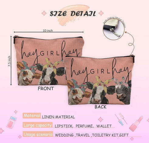 Cow Print Stuff,Cow Makeup Bag,Cow Gifts,Western Makeup Bag,Makeup Bags For Women,Cow Print(Orange Cosmetic Bag)...