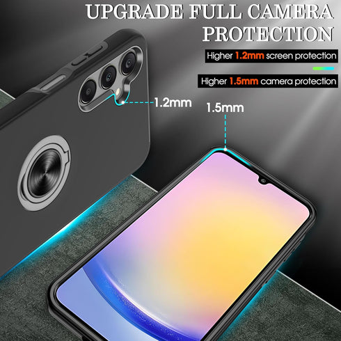 for Samsung Galaxy A15 5G Case with Screen Protector×2, Galaxy A15 5G Phone Case with 360°Magnetic Ring Holder Kickstand Phone Case for Samsung A1...