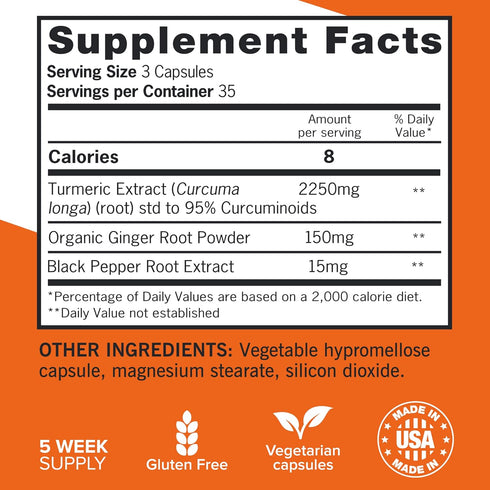 Qunol Turmeric Curcumin with Black Pepper & Ginger, 2400mg Turmeric Extract with 95% Curcuminoids, Extra Strength Supplement, Enhanced Absorption,...