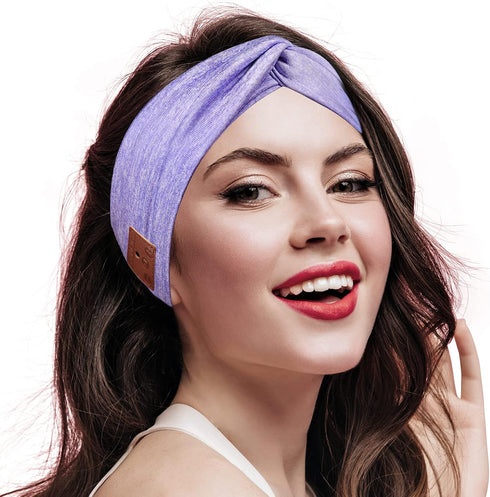 Bluetooth Headband for Women, HD Speakers Bluetooth 5.0 Wireless Headband Headphones, Fashion Grey Head Band with Knotted/Twist Design for Yoga, W...