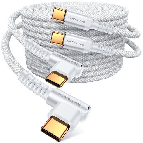 240W USB C to USB C Cable Fast Charge (2-Pack,6.6ft), USBC to USBC Right Angle for iPhone 15/15Pro/15Plus/15ProMax, MacBook Pro 2020, iPad Pro 202...