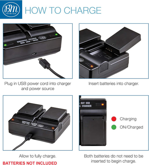 BM Premium LP-E10, LPE10 USB Dual Rapid Battery Charger for Canon EOS Rebel T3, T5, T6, T7, Kiss X50, Kiss X70, EOS 1100D, EOS 1200D, EOS 1300D, E...
