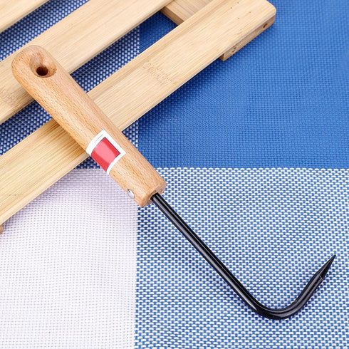 Bonsai Root Hook, 22cm Manganese Steel Single Claw Gardening Hook Root Pick Rake Bonsai Tool Handle Weeder with Comfortable Wooden Handle for Outd...