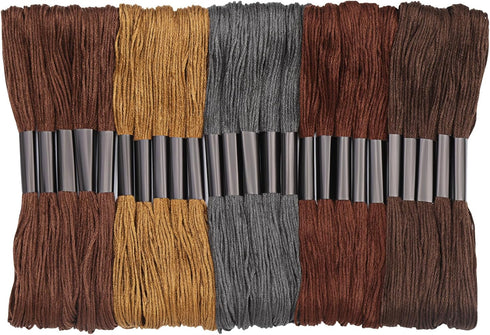 Brown Series Embroidery Thread,Embroidery Thread Floss Set Including Plastic Floss Bobbins, Needle Threader, Hand Sewing Needle for Embroidery...