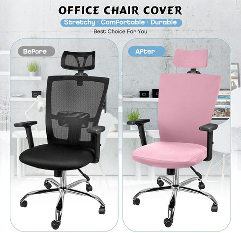 Lounsweer 3 Pieces Office Chair Cover Rolling Desk Chair Cover Gaming Chair Covers Stretch Washable Computer Chair Slipcovers for Swivel Chair Arm...