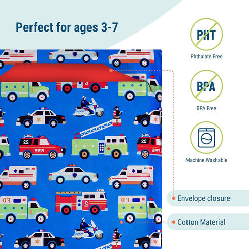 Wildkin Kids Cotton Nap Mat Cover – Soft, Sewn-in Flap, Durable & Fits 1.5" Vinyl Sleep Mats - Heroes...