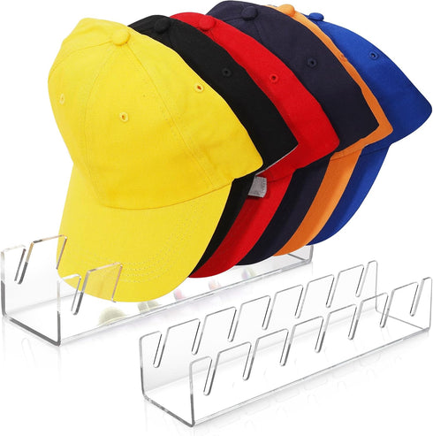 Hat Racks Acrylic 2Pcs Hat Stand for Baseball Caps Display & Organizer, No Install Hat Holder for 14 Baseball Caps, Acrylic Cap Organizer for Bedr...