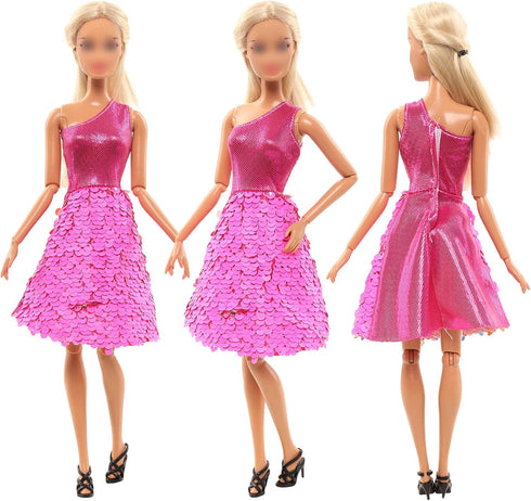 BARWA 10 Sets Doll Clothes Including 3 Sequins Dresses 3 Fashion Floral Dresses 4 Casual Outfits Tops and Pants for 11.5 inch Girl Dolls……...