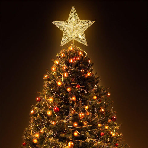 Christmas Tree Topper LED Star Battery Operated Treetop Decoration (Gold)...