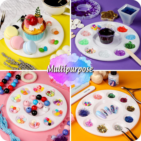 FANDAMEI White Round Paint Tray Palettes, Paint Palette Tray, Plastic Paint Tray Palette, Paint Palettes Paint Pallets with 10 Wells for Adults & ...