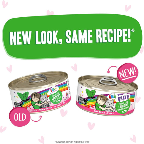 B.F.F. OMG - Best Feline Friend Oh My Gravy!, Tuna & Lamb Lights Out with Tuna & Lamb, 5.5oz Can (Pack of 8)...