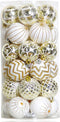30PCS Christmas Balls Ornaments,60MM Gold&White Painted Shatterproof Festive Wedding Hanging Ornaments Christmas Tree Decoration...