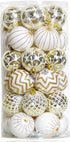 30PCS Christmas Balls Ornaments,60MM Gold&White Painted Shatterproof Festive Wedding Hanging Ornaments Christmas Tree Decoration...