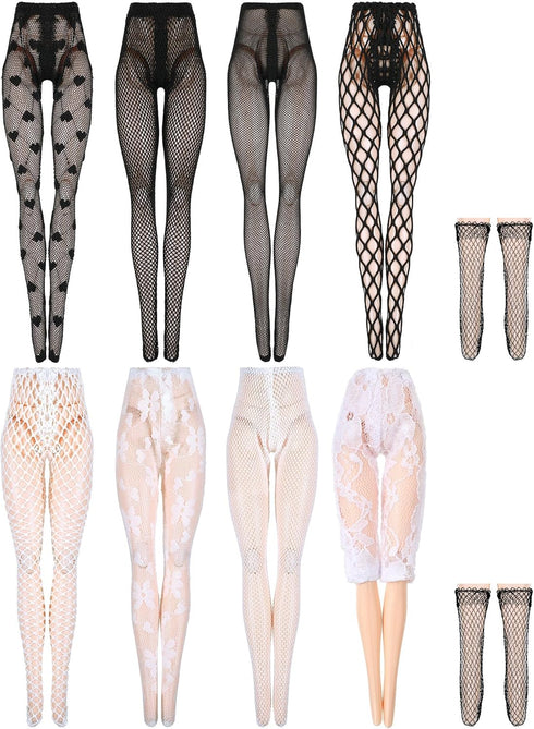 Sotiff 10 Pairs Doll Lace Stockings Handmade Long Sock Female Doll Socks Legging Casual Accessories for DIY Baby Doll Clothes Toy (Mesh Style)...