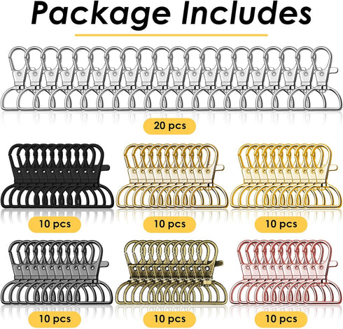 Swivel Clasp Hooks, Anezus 80Pcs Key Chain Clip Hooks, D Ring Clip Lanyard Hardware for Keychain Making, Lanyard Making, Purse Hardware, DIY Craft...