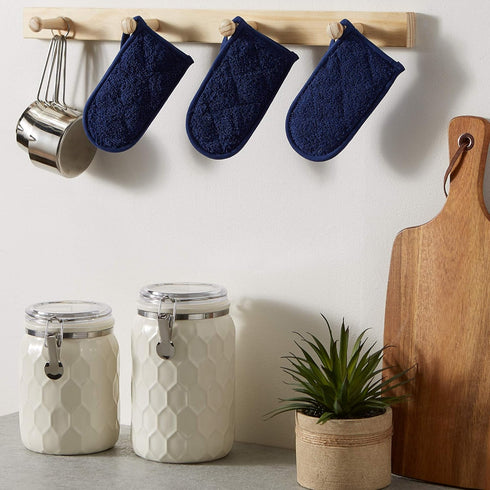 DII Basic Terry Collection Quilted 100% Cotton, Pan Handle, Nautical Blue, 3 Piece...