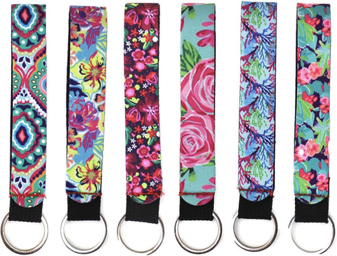 Cool Neoprene Wristlet Keychain Lanyard 6 Pack - Neoprene Key Chain Holder to Match Chapstick Holder Keychain, 6 Unique Fun Colors...