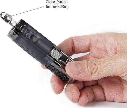 Cigar Lighter Triple Jet Flame Torch Lighter Refillable Butane Lighter with Cigar Punch, 2 Pack, Charcoal...