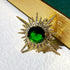 Excellent Gold and Emerald Starburst Pin Brooch Planet Sun Burst Jewelry...