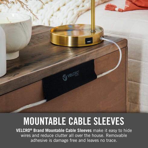 VELCRO Brand VEL-30797-USA Mountable Cable Sleeve | Cord Management Mounts on Walls, Desk or Entertainment Center | Removable Adhesive is Damage F...